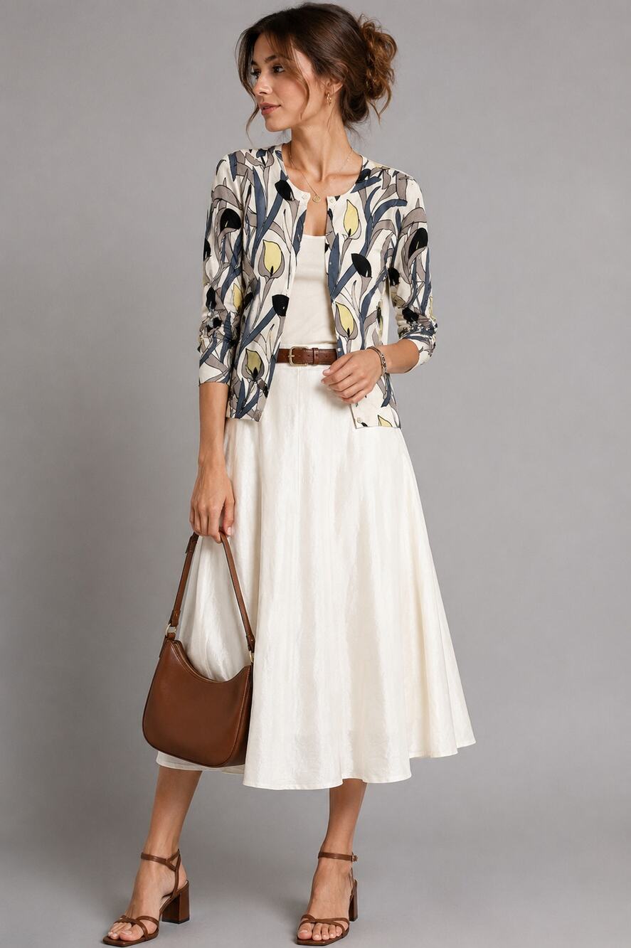 Ann Taylor Factory Floral Cardigan Women’s Medium Cotton Botanical Print